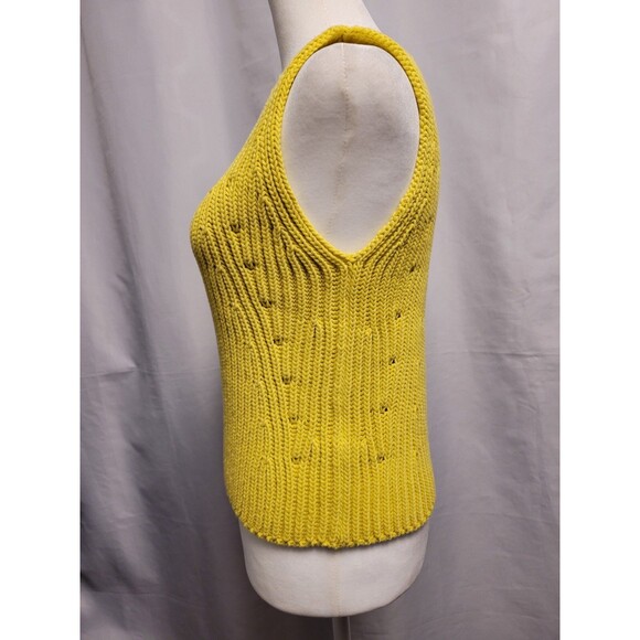 Vince Chunky Rib Sleeveless Thick Sweater Vest Yellow Womens Size XS Preppy - Picture 3 of 9